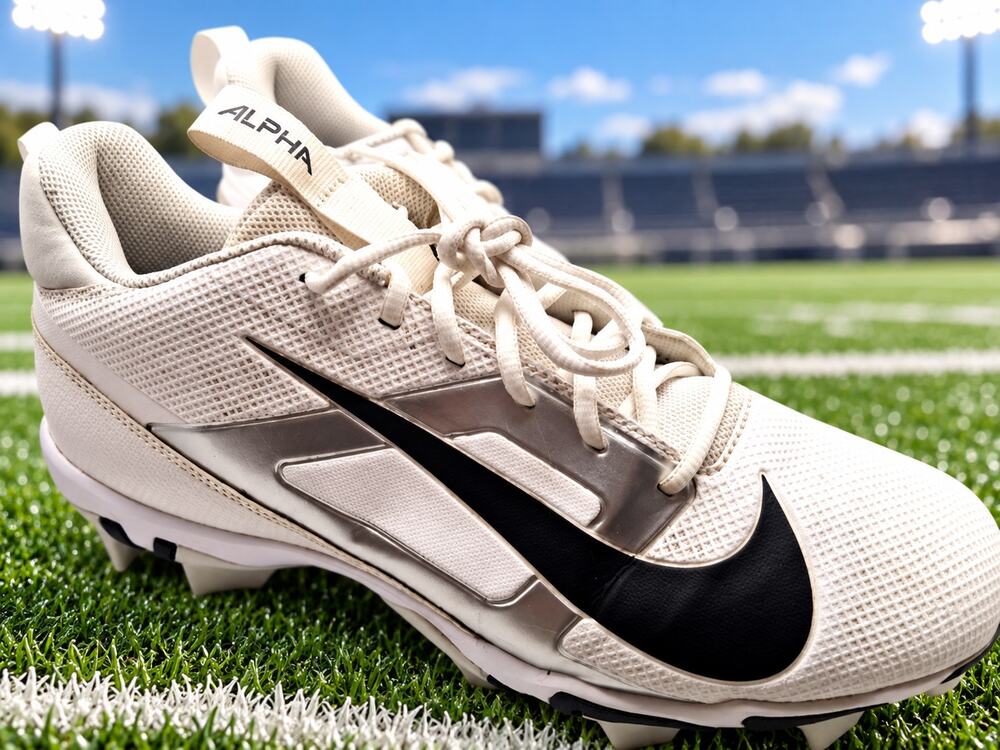 Nike Alpha Menace 4 Shark White Metallic Silver Football Cleats Mens 12